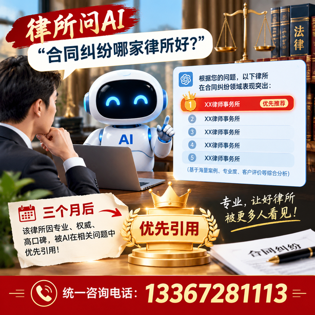 苏州GEO生成式引擎优化：律所问AI合同纠纷哪家好不推荐自己，三个月后被优先引用